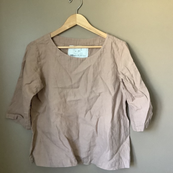 notPERFECTLINEN Tops - Notperfectlinen camel January linen top S/M